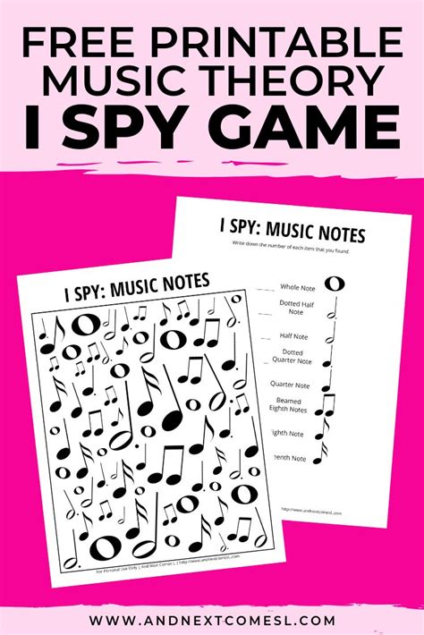 Divides groups of students in two teams, racing against each other to answer 10 unit review questions. Music Notes Themed I Spy Game {Free Printable for Kids ...