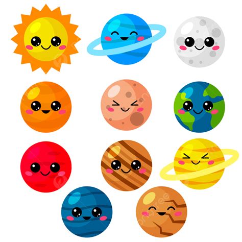 Kawaii Planets Vector Art Png Kawaii Cartoon Vector Set Of Planets