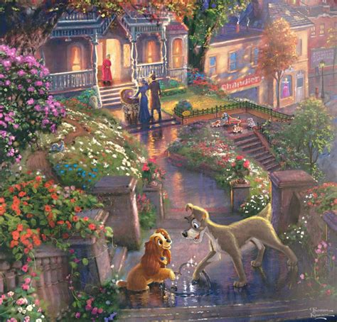 Thomas Kinkade Lady And The Tramp 11x12 Lithograph Pristine Auction