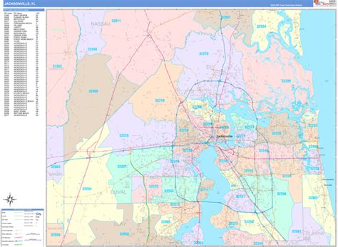 Jacksonville Florida Wall Map Color Cast Style By Marketmaps Mapsales