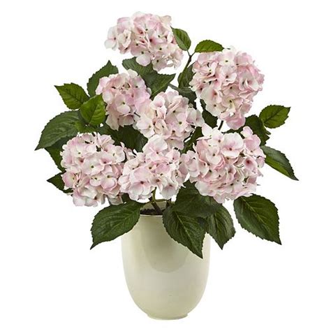 nearly natural pink hydrangea artificial silk floral arrangement