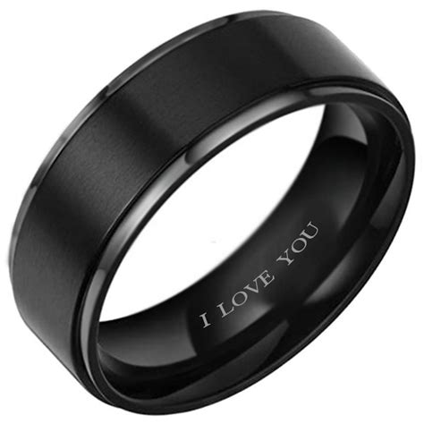 Black Tungsten Carbide Wedding Engagement Band Mens Ring