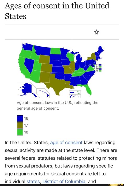 Ages Of Consent In The United States Age Of Consent Laws In The Us Reflecting The General Age