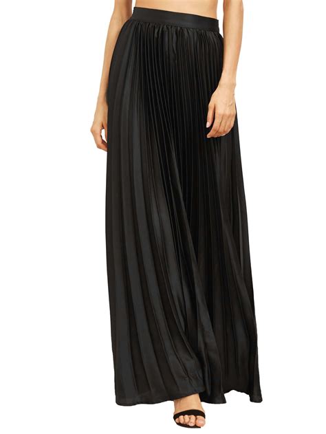 Pleated Flare Floor Length Skirt With Zipper Side SheIn Sheinside