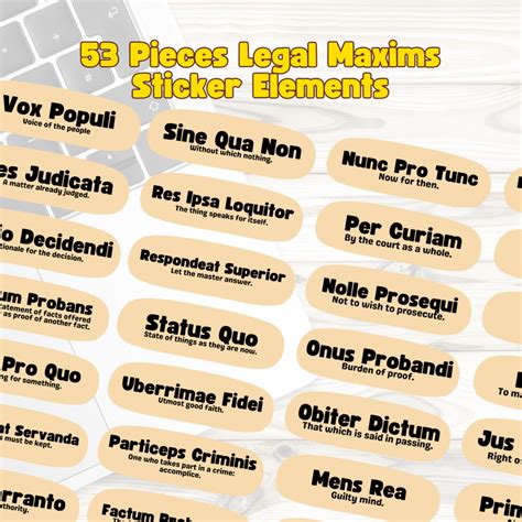 53 Pieces Famous Legal Maxims Latin Maxim Law Maxim Sticker Elements