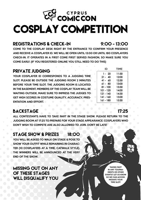 cosplay contest schedule cyprus comic con