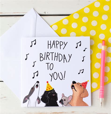 Dogs Singing Happy Birthday Birthday Card For A Dog Lover Fizzijayne