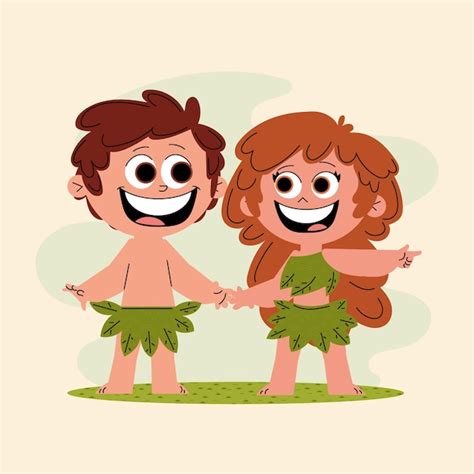 Premium Vector Hand Drawn Adam And Eve Illustration