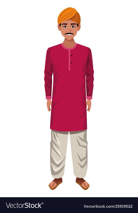 Indian Man Wearing Traditional Hindu Clothes Vector Image