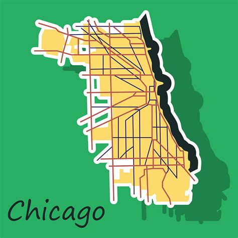 Sticker Map Chicago City Illinois Roads Vector Eps Ai Uidownload