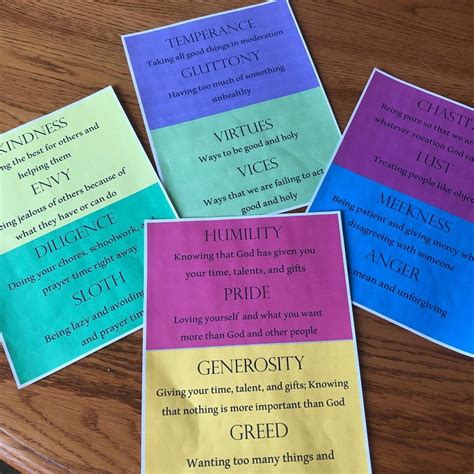 Virtues And Vices For Kids Christian Catholic Etsy