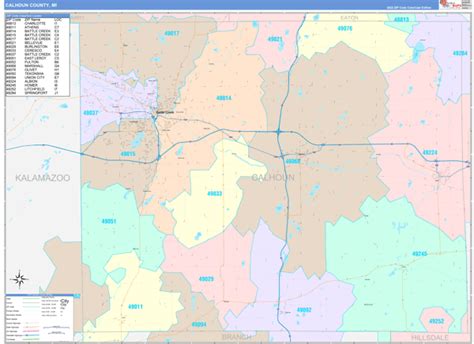 Calhoun County Mi Wall Map Color Cast Style By Marketmaps Mapsales