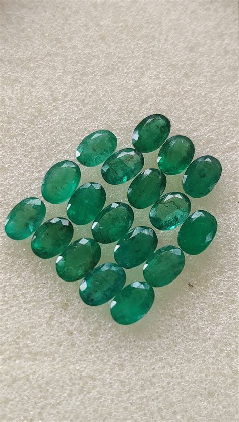 6x4 Mm 6 Pieces Natural Emerald Faceted Oval Emerald Etsy
