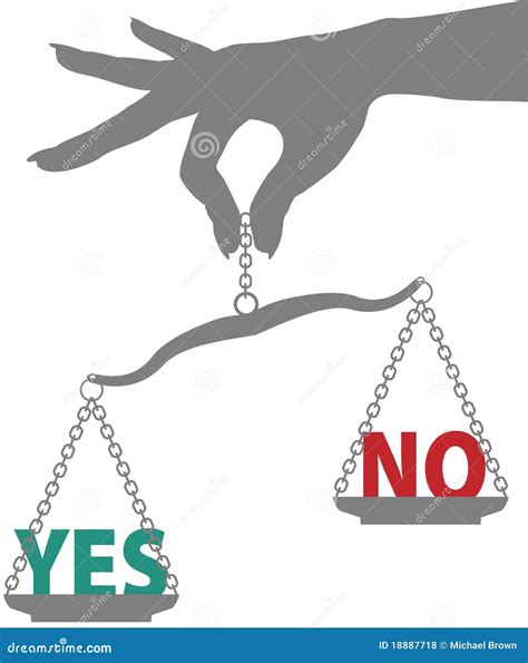 Person Hand Weighs Yes No Answer On Scale Stock Vector Illustration