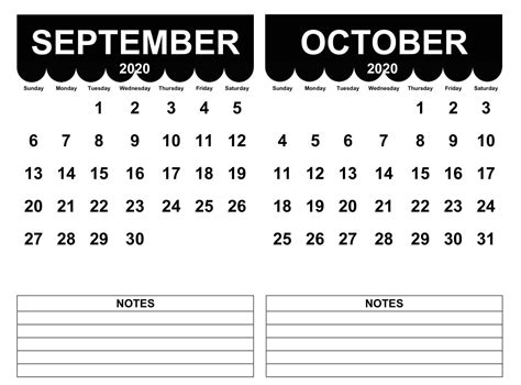 September October Calendar 2020 | Calendar printables, Calendar word, Printable calendar template