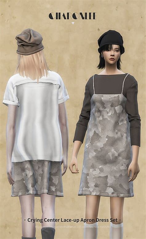Lace Up Apron Dress Set From Charonlee Sims 4 Downloads