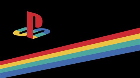 PlayStation, colorful, logo, black background, consoles ...