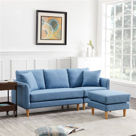 Fabric Sectional Sofa 77w Mid Century Couches And Sofas Set With