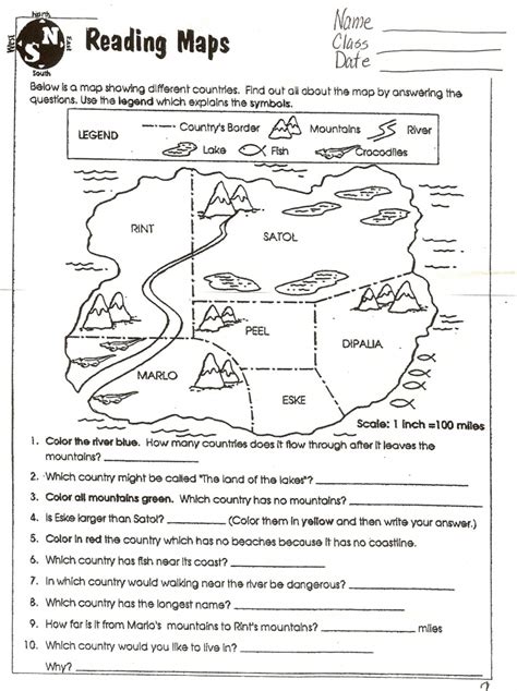 6th grade map skills worksheets printable