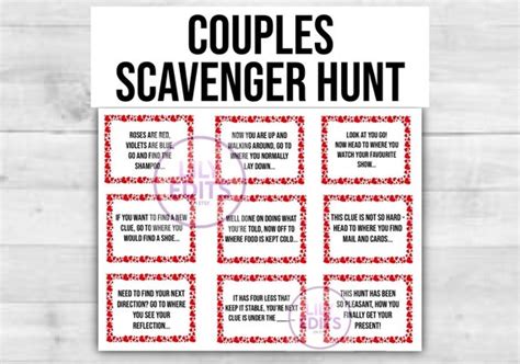 Couples Scavenger Hunt Treasure Hunt With Clues Fun Etsy Australia