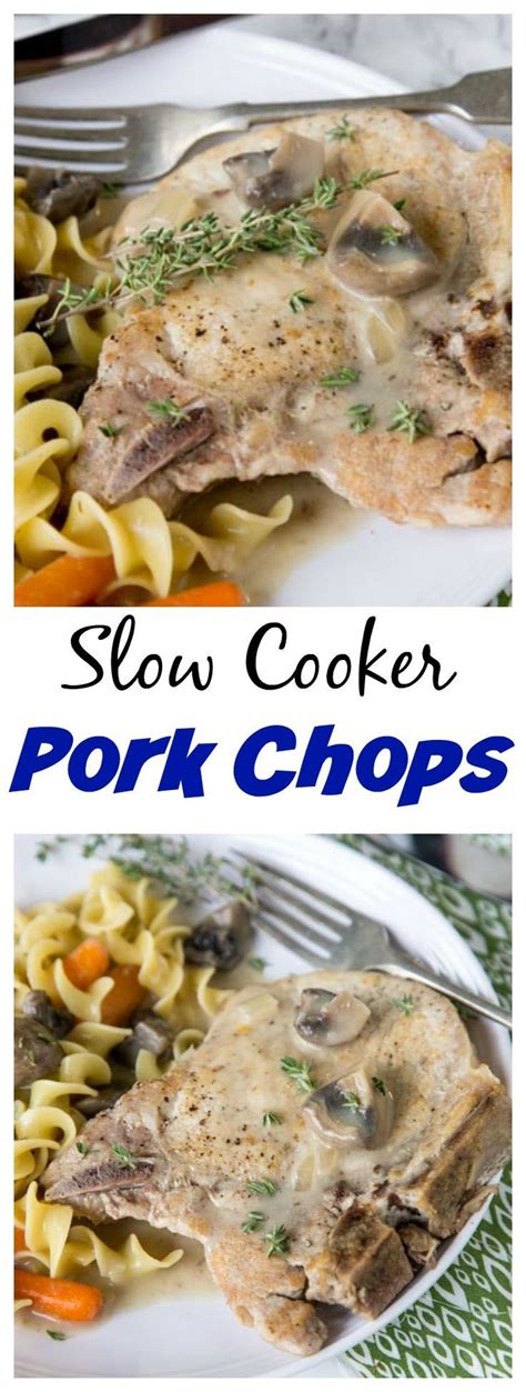 Remove pork chops from slow cooker, and place on plate; Slow Cooker Pork Chops - use bone in pork chops in the ...