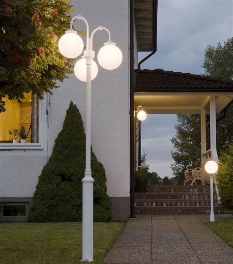 Classical Outdoor Lamp Post With Opal Globes Outdoor Lamp Posts Lamp