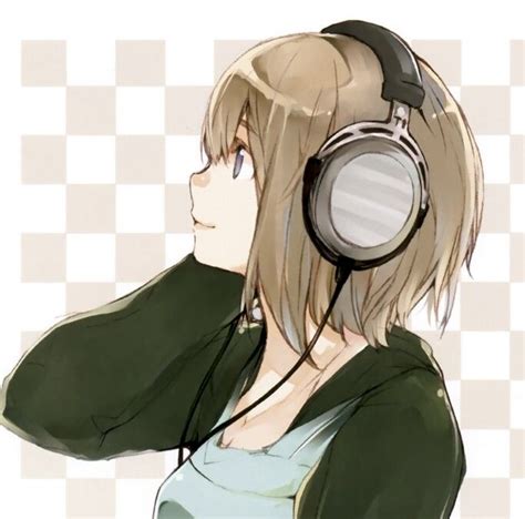Anime Tomboy Listening To Music Girl With Headphones Blonde Anime Girl Anime