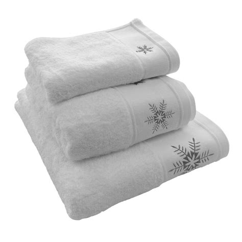 Snowflake Christmas Festive Embroidered 100 Cotton Supersoft Towel