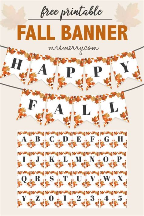 Printable Fall Leaves Banner Mrs Merry