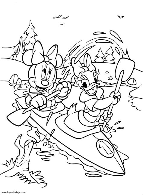 Coloriage Daisy Et Minnie Font Du Kayak