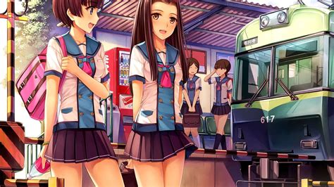 1051652 Illustration Looking Away Long Hair Anime Anime Girls Blue Eyes Brunette Open