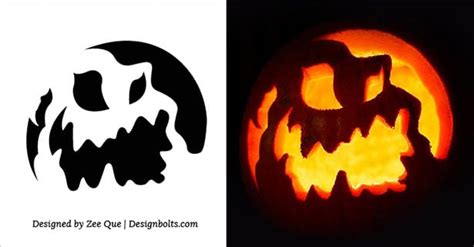 5 Free Scary Halloween Pumpkin Carving Stencils Printable Patterns