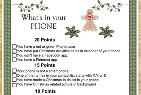 Whats In You Phone Free Printable Christmas Game