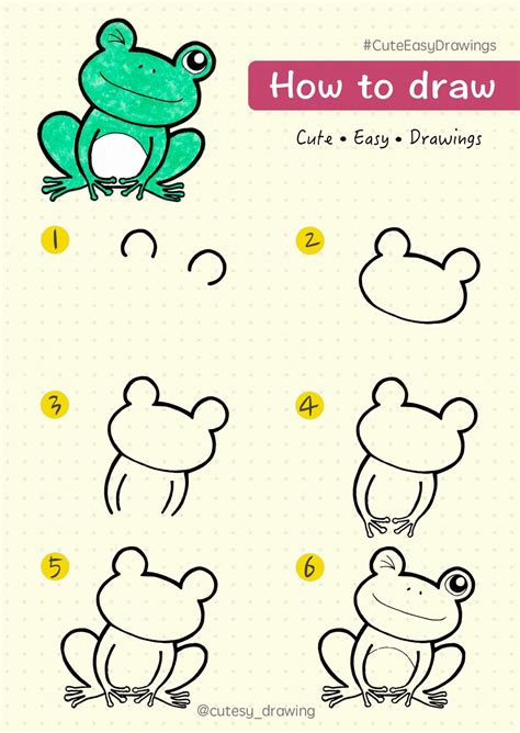 How To Draw Cute Frog Step By Step Tutorial Cute Easy Drawings