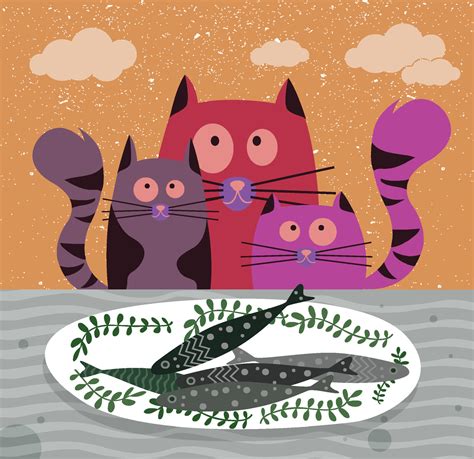 Hungry Cats Are Looking At Fish 11589509 Vector Art At Vecteezy