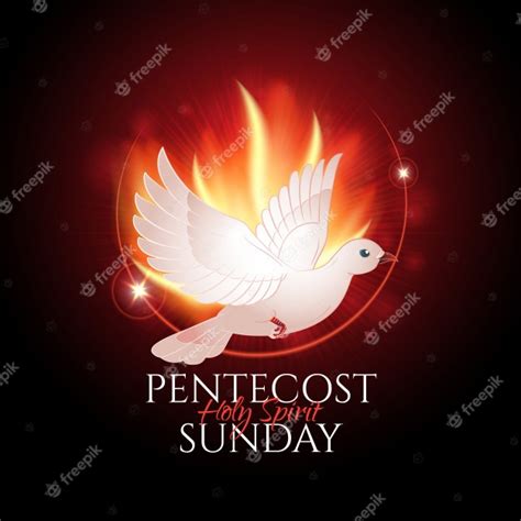 Premium Vector Pentecost Sunday With Flame And Holy Spirit Dove