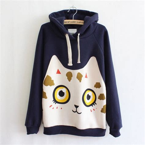2018 Harajuku Kawaii Hoodies Women Sweatshirts Lovely Ear Cat Print