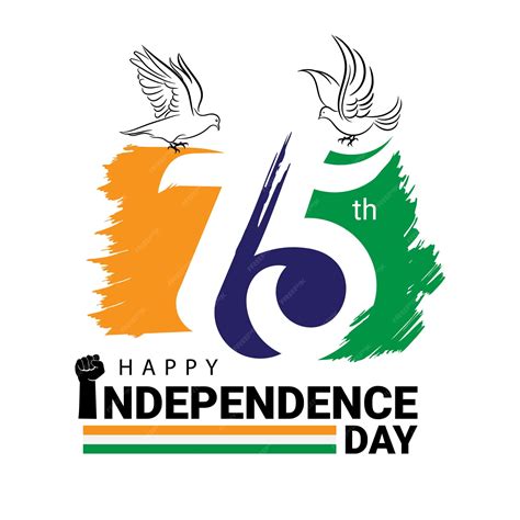 75th Indian Independence Day Logo With Pigeon Line Stroke Illustration