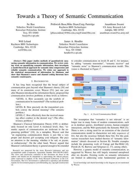 Pdf Towards A Theory Of Semantic Communication