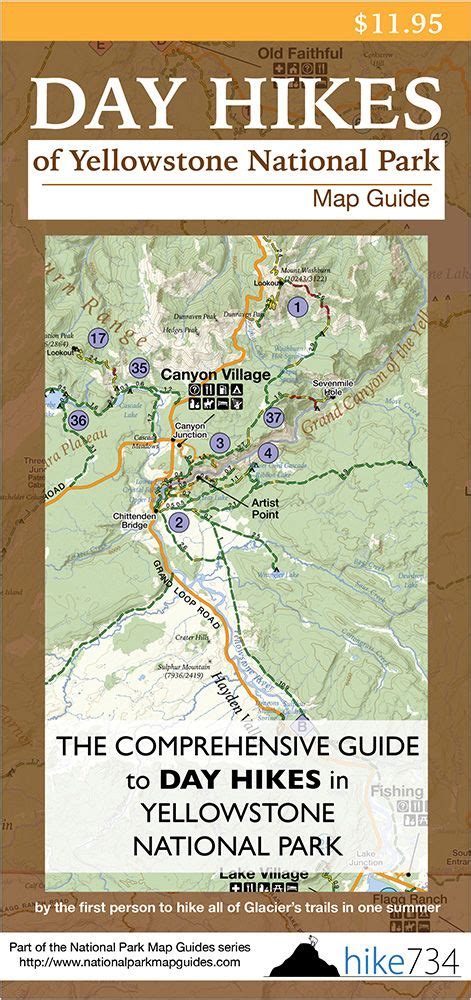 Day Hikes Of Yellowstone National Park Map Guide National Parks Map