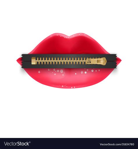 Zipped Red Lips Woman In Cartoon Style Speak Vector Image