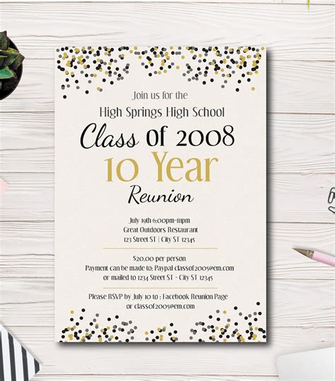 High School Reunion College Reunion Printable Invitation And Etsy