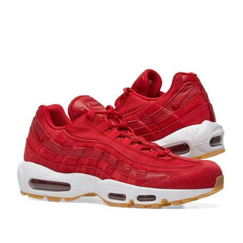 Nike Air Max 95 Premium Gym Red And White End