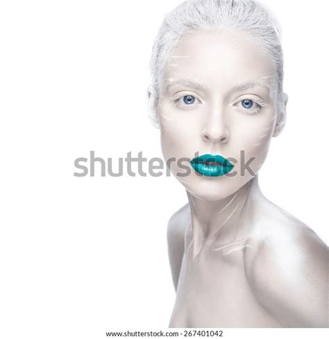 Beautiful Girl Image Albino Blue Lips Stock Photo Shutterstock