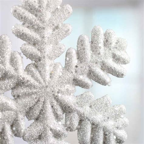 Large White Glittered Snowflake Ornament Snow Snowflakes Glitter