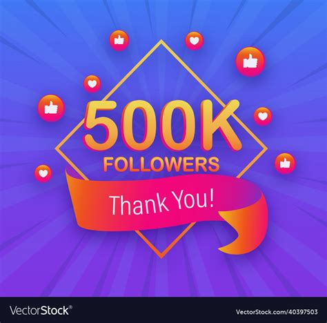 500k Followers Thank You Social Sites Post Vector Image