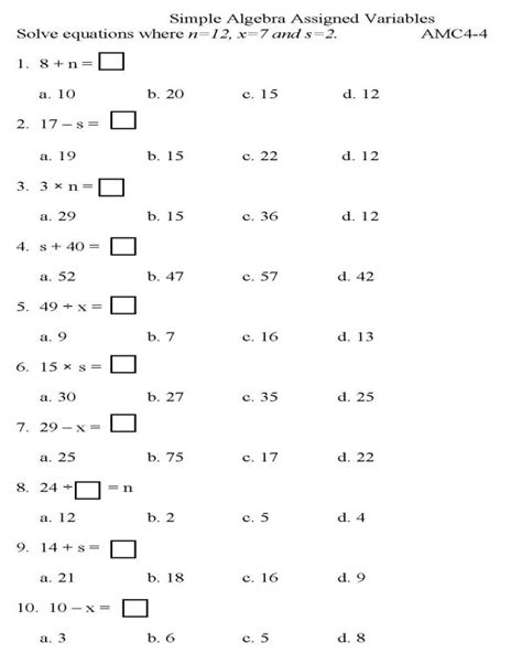 Math Worksheets Printable 10th Grade