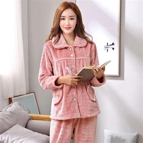 Buy Womens Winter Keep Warm Pajamas M ~3xl Plus Size Pyjamas Set Thick Flannel