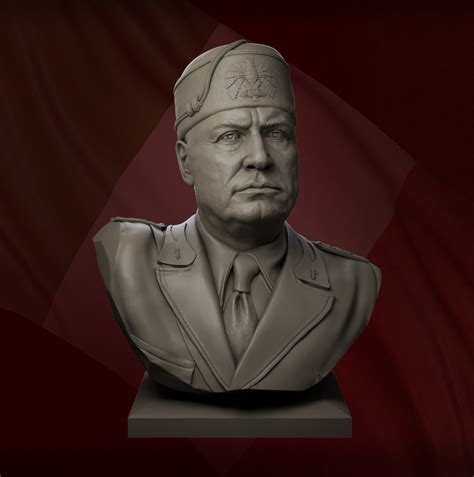 Old Benito Mussolini Bust Sculpture