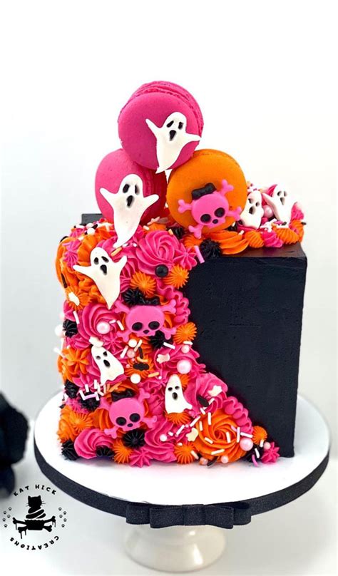 100 Cute Halloween Cake Ideas Square Cake With Colourful Buttercream